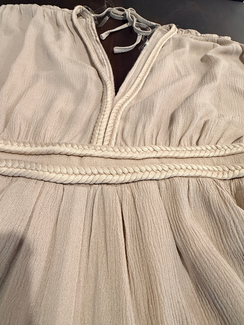 Wide-Leg V-Neck Jumpsuit in Light Beige - Picture 6 of 11